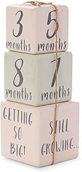 Mud Pie Wood Baby Milestone Blocks - Pink, Pink | Amazon (US)