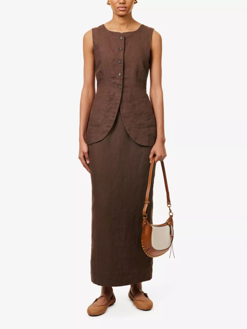 Emma side-pocket linen waistcoat | Selfridges