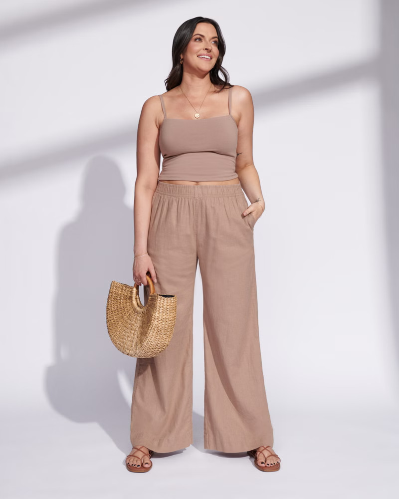 Linen-Blend Ultra Wide-Leg Pant | Abercrombie & Fitch (US)