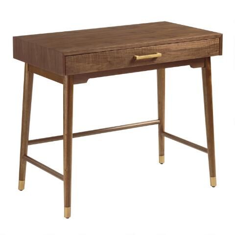 Walnut and Gold Metal Zola Desk | World Market