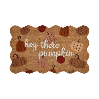 Hey There Pumpkin 18 in. x 30 in. Natural Multi Coir Outdoor Door Mat | The Home Depot