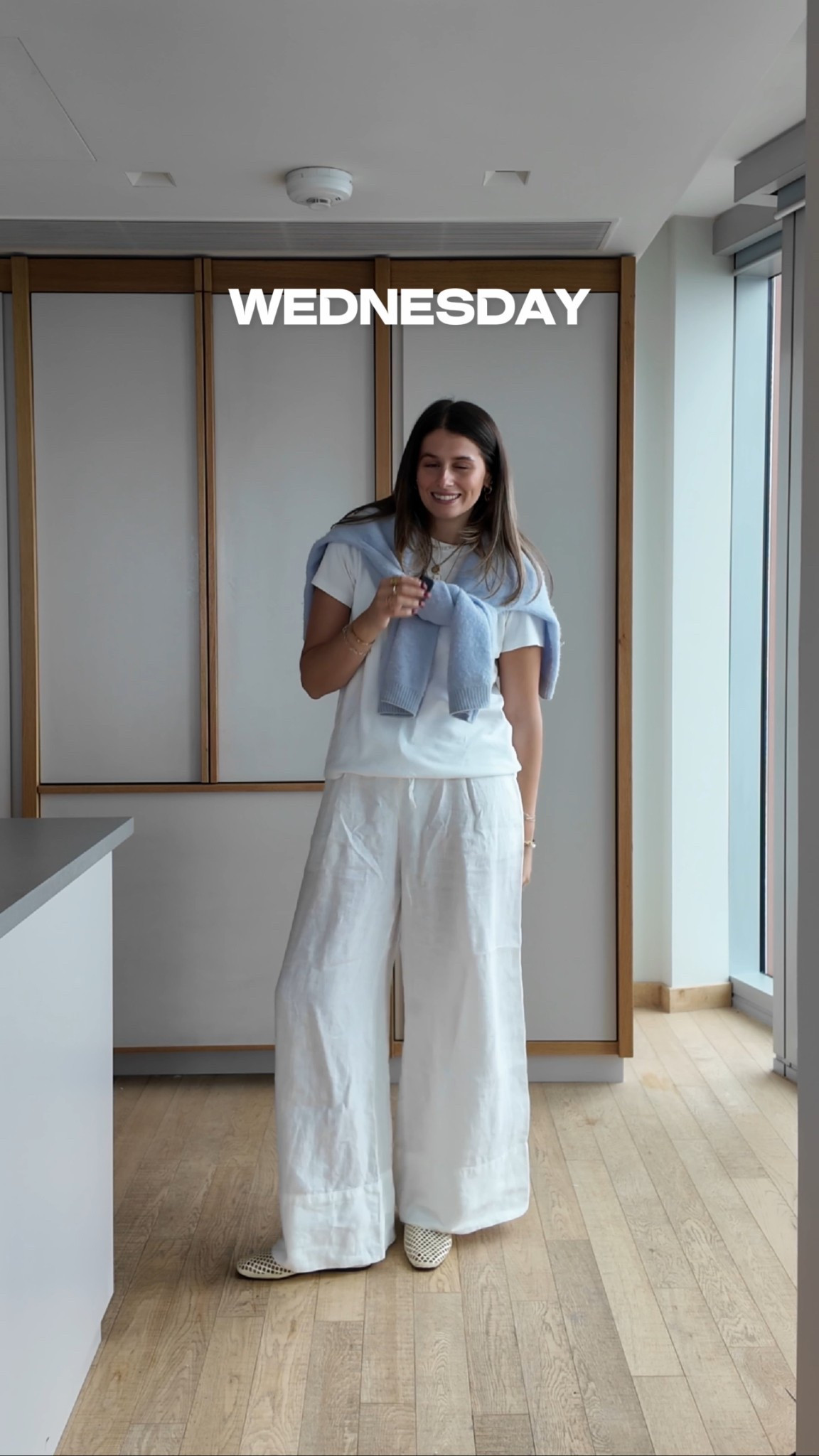 Linen trousers & the perfect tee!!! blue knit, ballet flats 

#LTKuk #LTKworkwear #LTKsummer