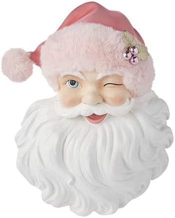 RAZ Imports 2022 Collected Christmas 17" Santa Face with Pink Hat Wall Art | Amazon (US)