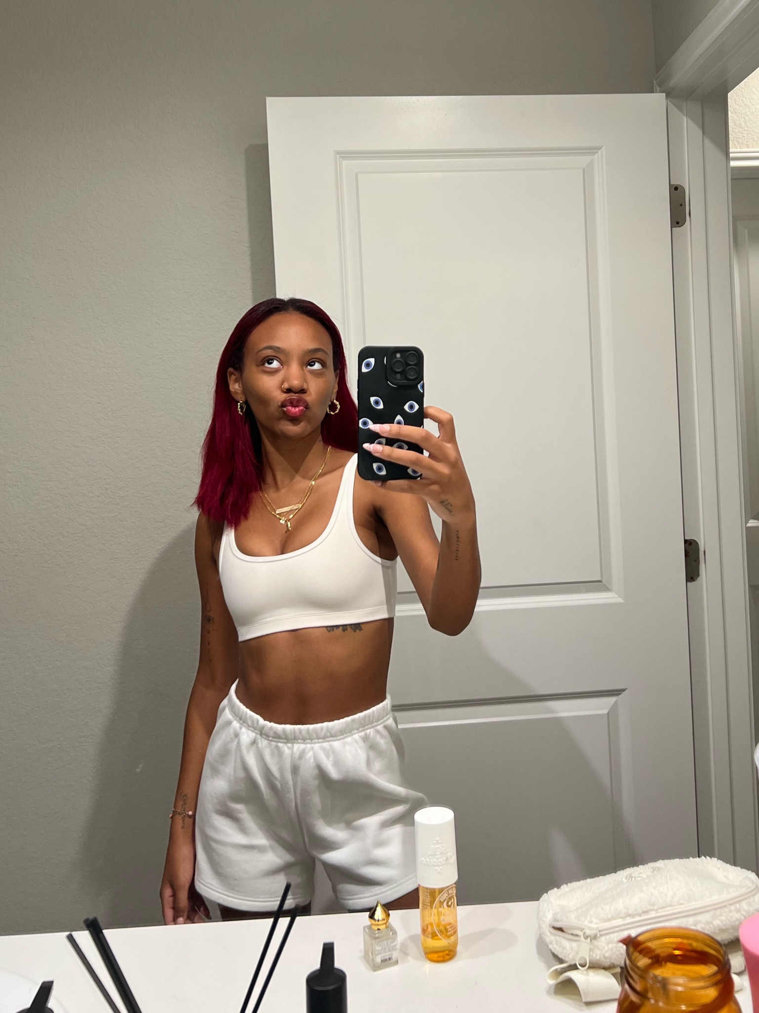 white aritzia bra top & cozy fleece shorts 

#LTKstyletip #LTKfindsunder100