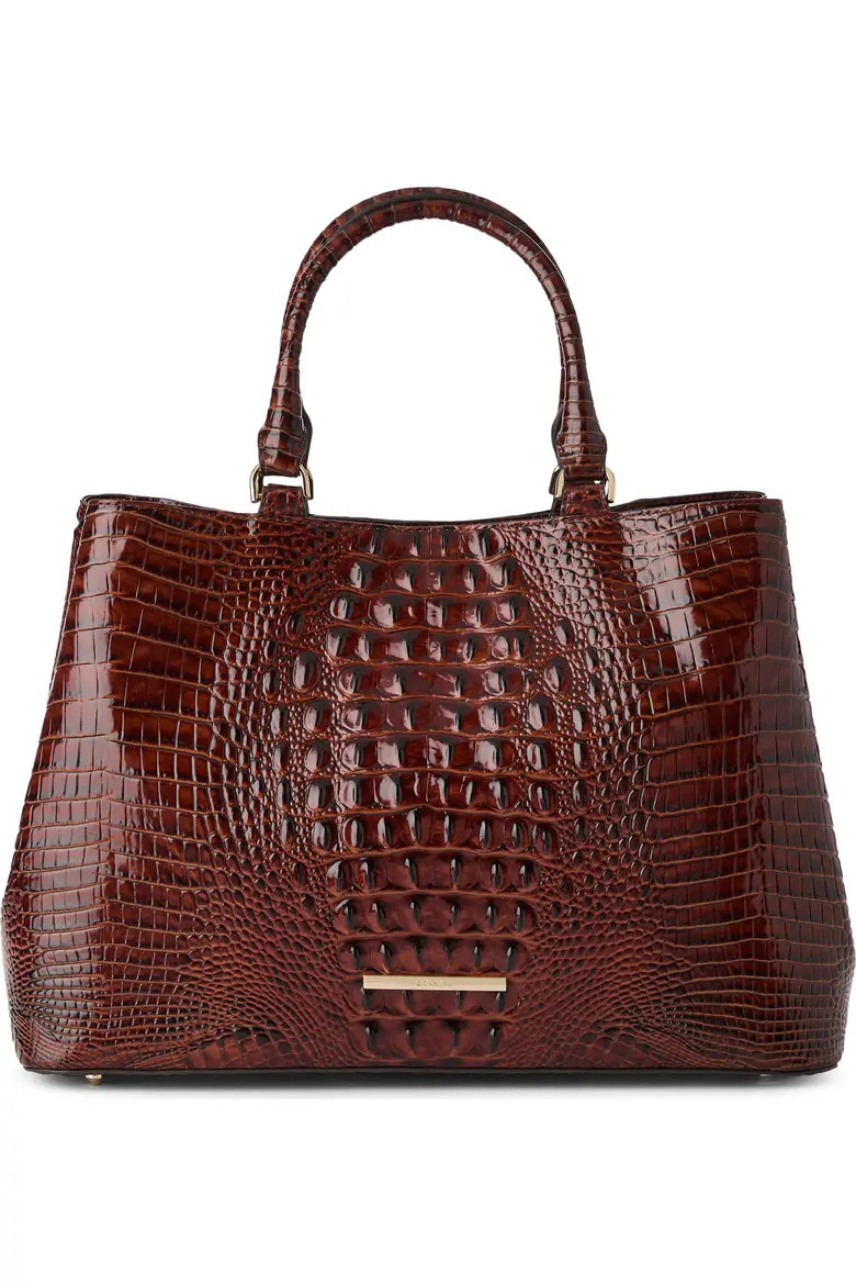 Brahmin Denise Croc Embossed Leather Tote in Cherry Lacquer at Nordstrom | Nordstrom