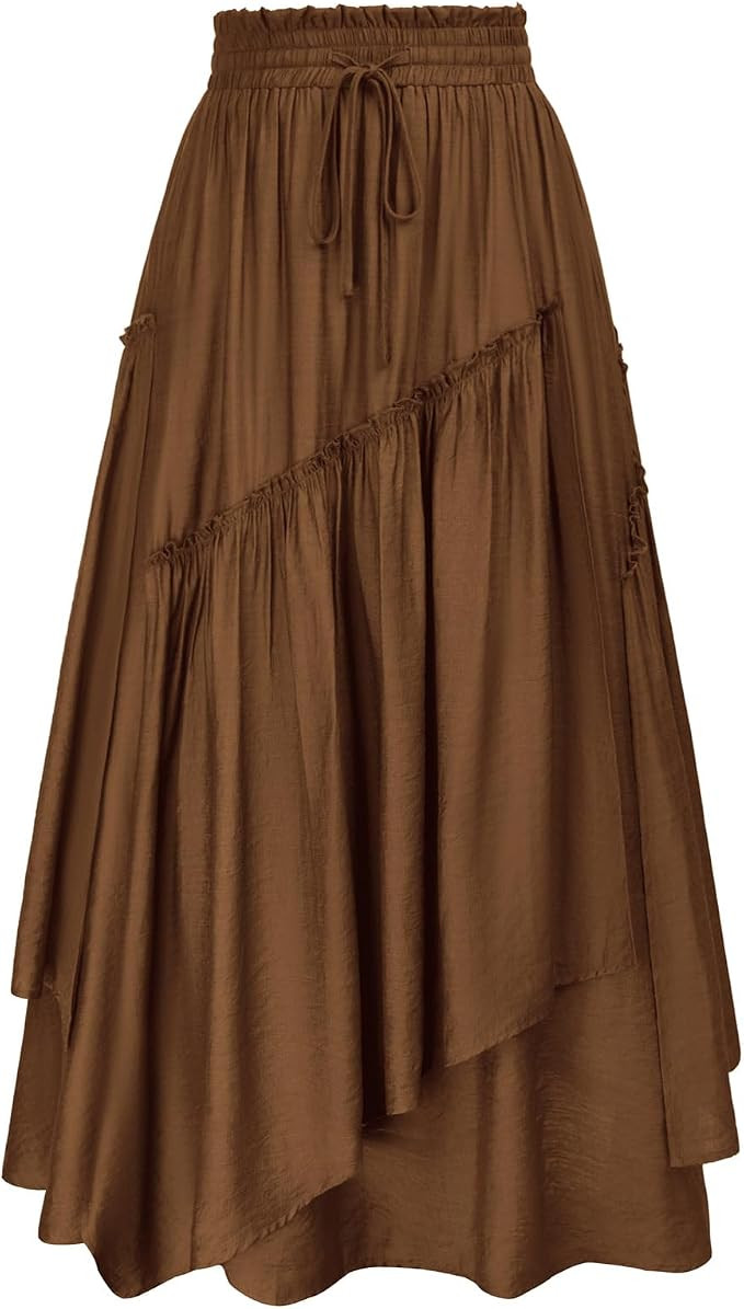 SCARLRT Darkness Long Skirts for Women Renaissance Flowy Pirate Maxi Skirt | Asymmetrical Hem, Po... | Amazon (US)