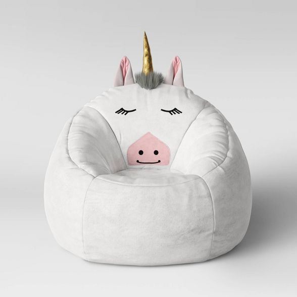 Character Bean Bag Pouf White Unicorn - Pillowfort™ | Target