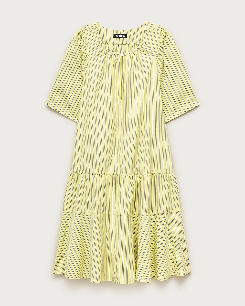Tiered popover dress in striped cotton poplin | J. Crew US