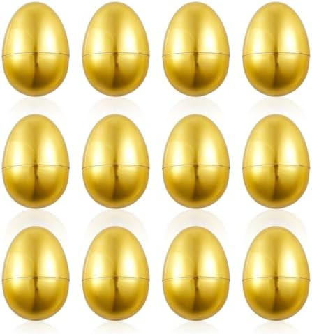 12pcs Golden Easter Eggs, Fillable Easter Eggs Plastic Easter Eggs Empty Easter Egg Hunt Games Pa... | Amazon (US)