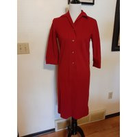 1970S Womens Red Bonded Wool Modest Coat Dress Size M/ Vintage Shirtdress 70S Office Wear Dresses/ Dresses | Etsy (US)