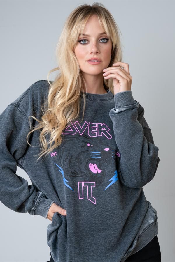 OVER IT PANTHER ACID WASH OVERSIZED SWEATSHIRT | LULUSIMONSTUDIO