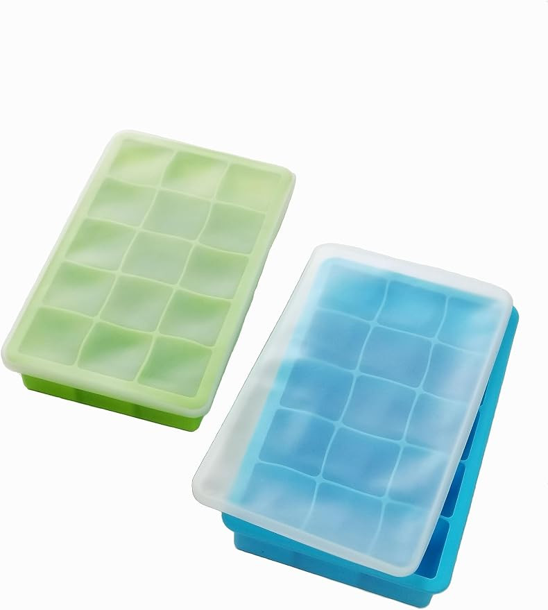 2 Pack ice cube tray with silicone Lid,ice trays for freezer,Silicone ice cube trays for freezer,... | Amazon (US)