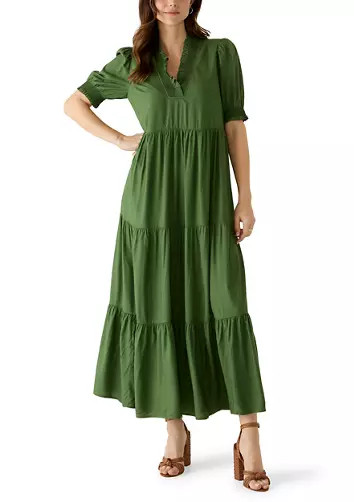 Women's Short Sleeve Smocked Ruffle Neck Dress | Belk