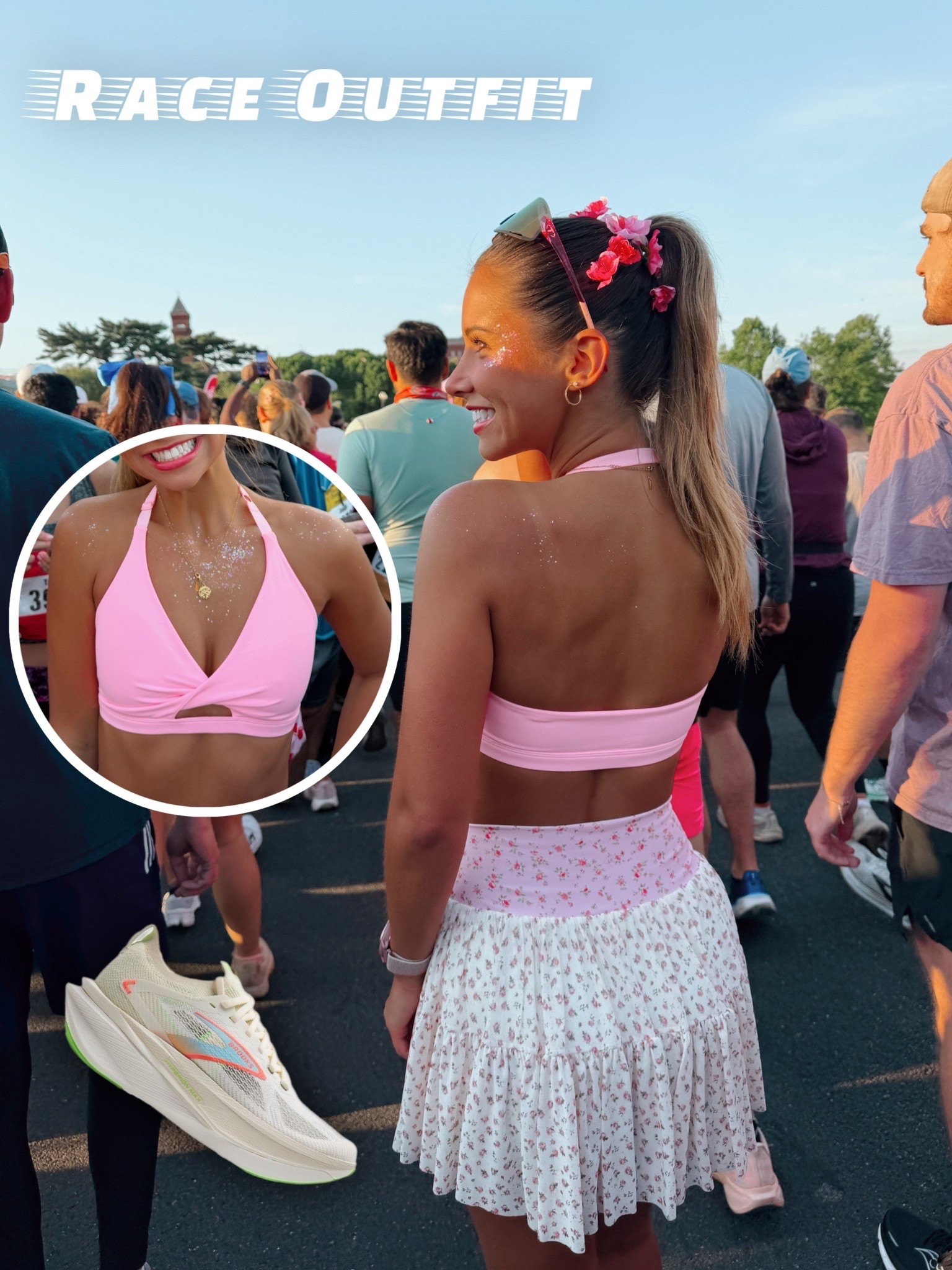 loved this convertible sports bra, i took off the removable strap and wore it as a halter! the skirt was perfect, i loved the hidden side pockets. these brooks running shoes are great, they have a nylon plate instead of carbon! tifosi optics makes my favorite sunglasses, these are the “vogel xc” (:

#LTKPetite #LTKfitnessgoals #LTKootd