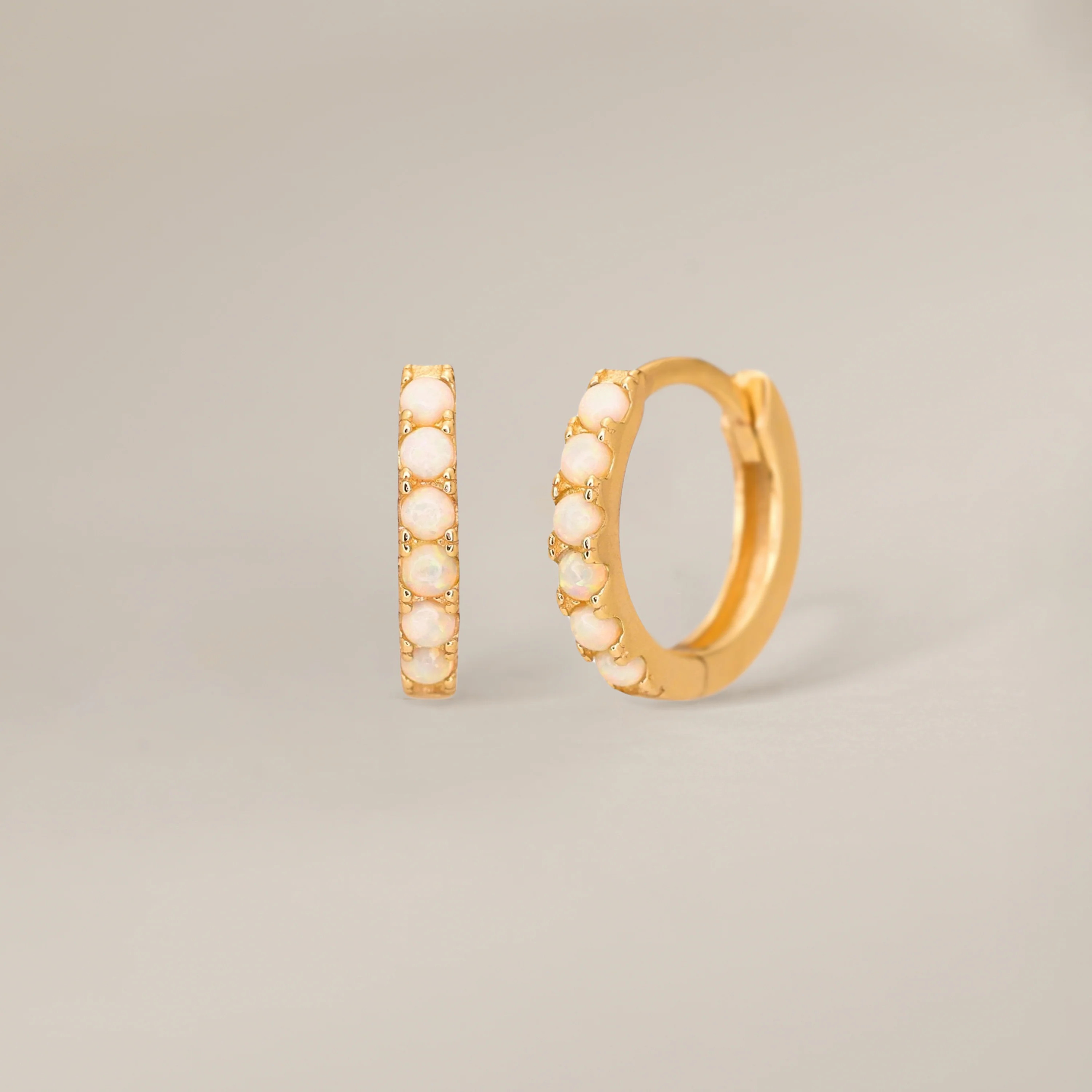 PAVED White Opal Hoop Earrings | eyrful | Eyrful Artistry