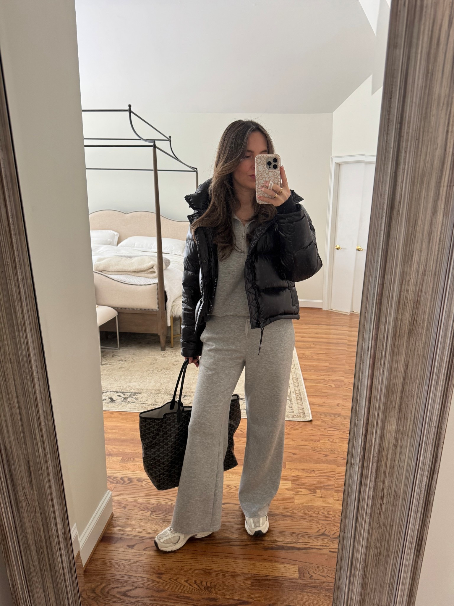 What I Wore: School Drop-Off . The Aritzia Super Puff Shorty, an Amazon 2 Piece set, New Balance 530’s

#LTKootd