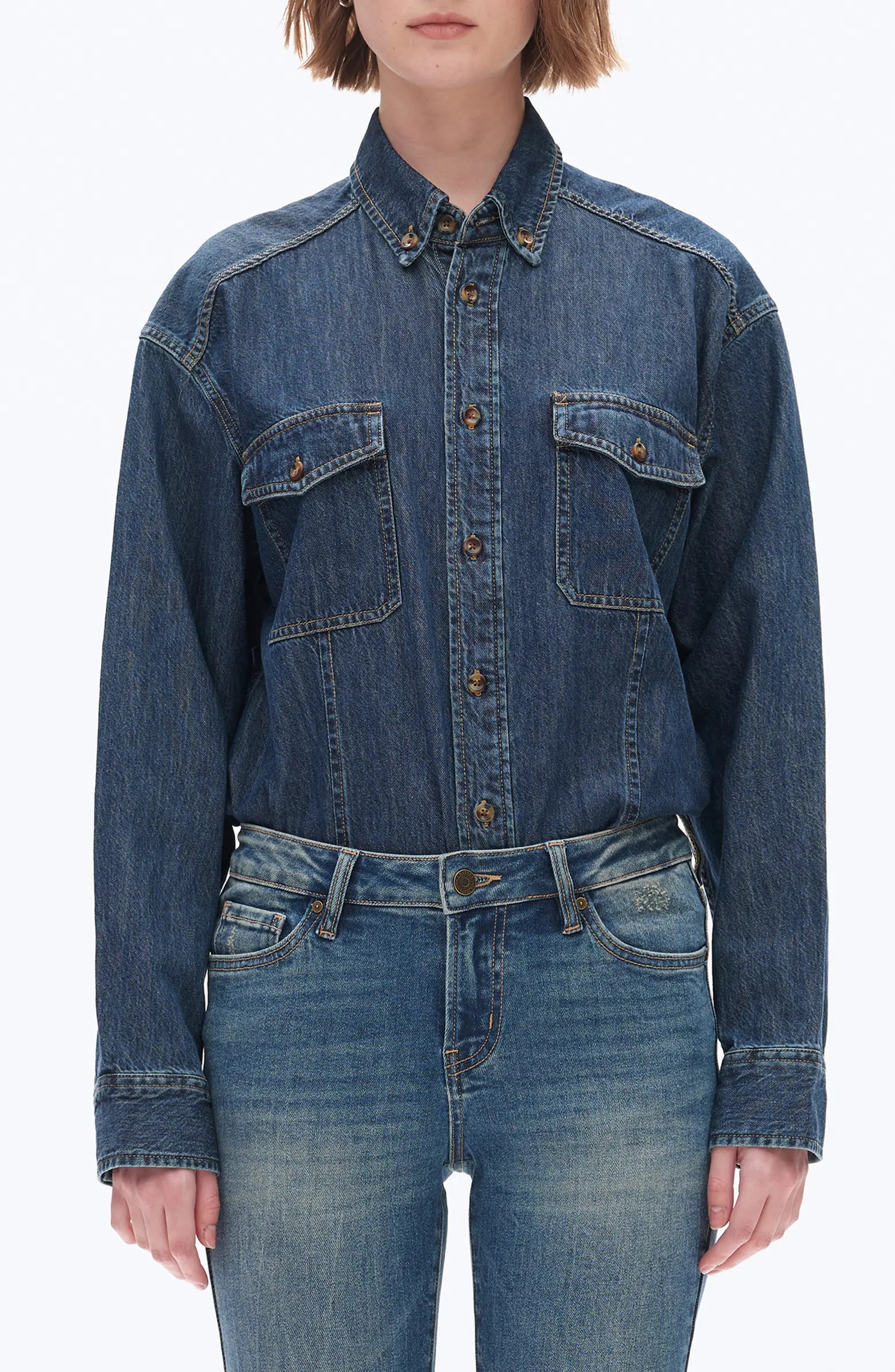 Oversize Denim Button-Up Shirt | Nordstrom