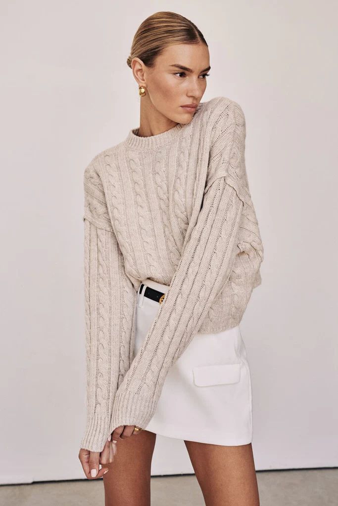 CASEY CHALK MARLE CABLE KNIT JUMPER | DISSH