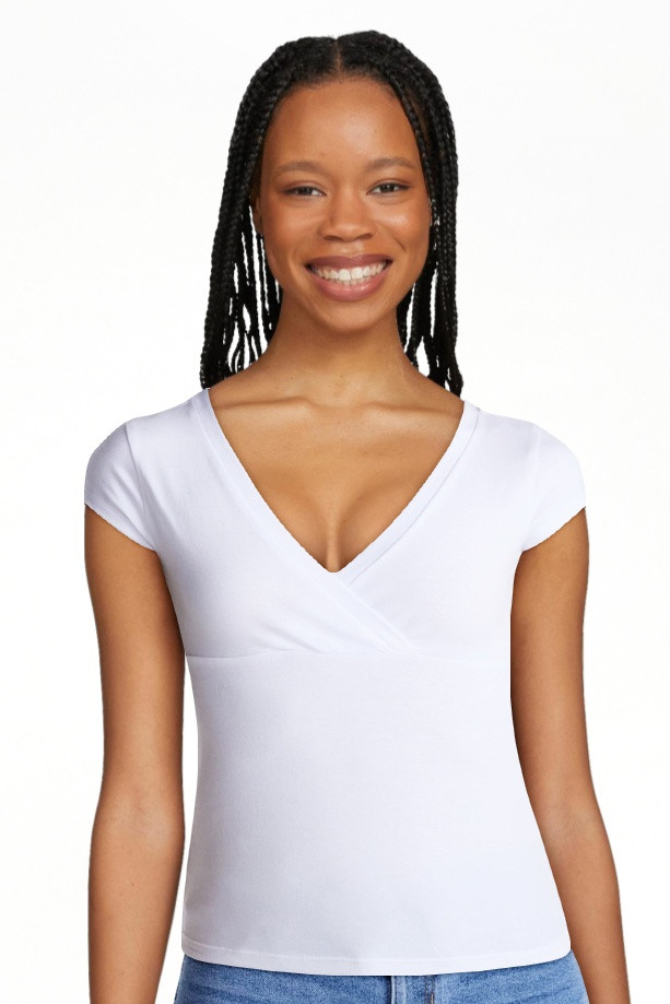 No Boundaries Surplice Top with Cap Sleeves, Women\u2019s XXS-XXL | Walmart (US)