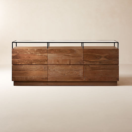 Lawson 78" Wood 6-Drawer Dresser with Glass Top + Reviews | CB2 | CB2