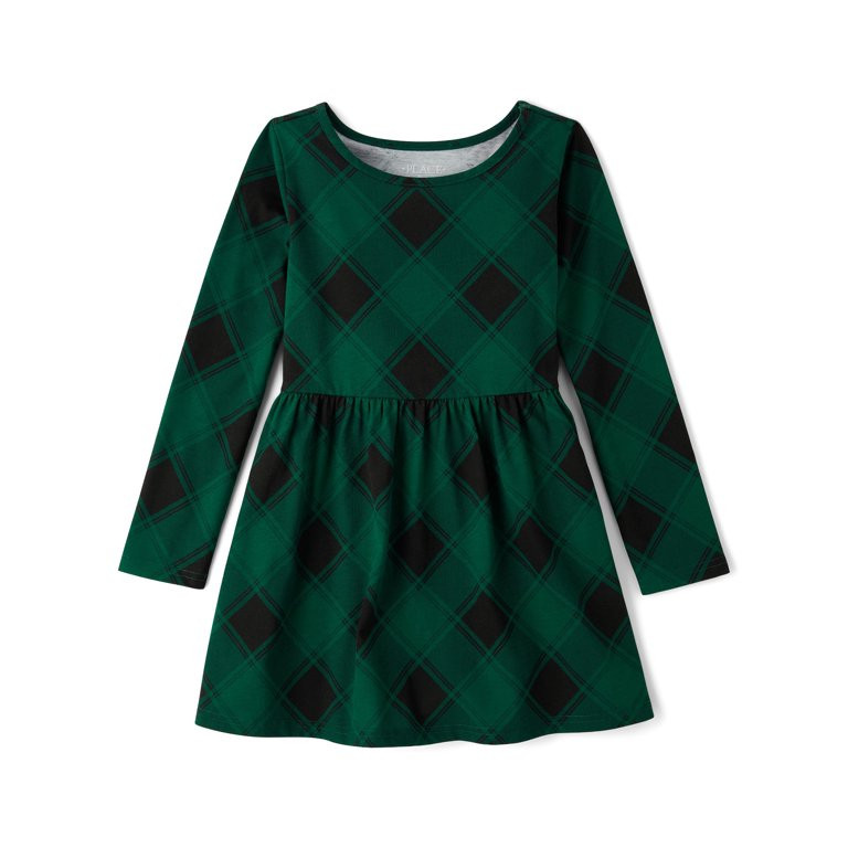 The Children's Place Girls Long Sleeve Holiday Plaid Dress, Sizes XS-XXL - Walmart.com | Walmart (US)
