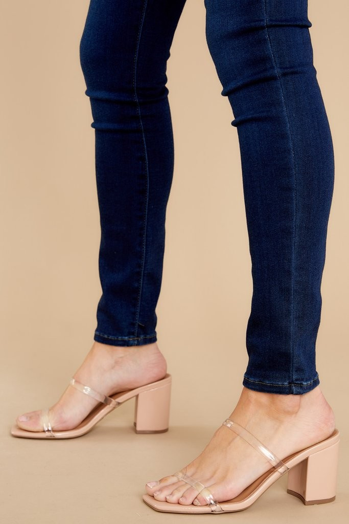 Fit The Moment Nude And Clear High Heel Sandals | Red Dress 