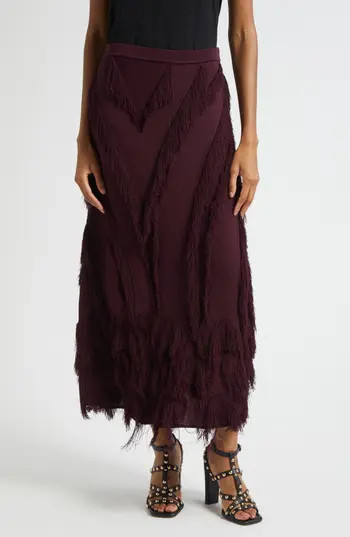 Ulla Johnson Astri Fringe Detail Knit Maxi Skirt in Mahogany at Nordstrom Rack, Size Small | Nordstrom Rack