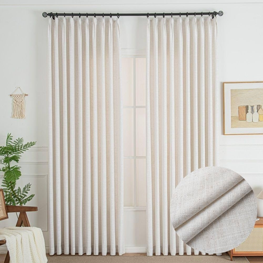 Lorna Linen Pleated Rod Pocket Grommet Custom Curtains for Living Room and Bedroom | Amazon (US)