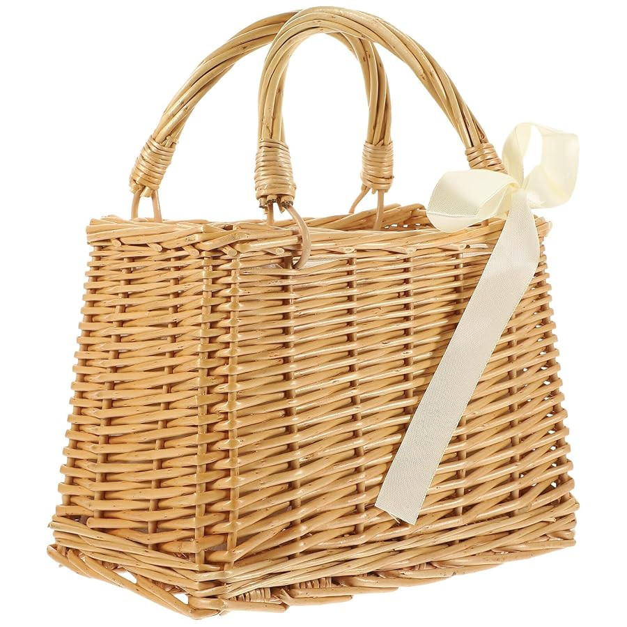 DEARMAMY Woven Basket Woven Tote Small Hobo Purses for Women Wooden Crochet Hooks Tote Storage Ba... | Amazon (UK)