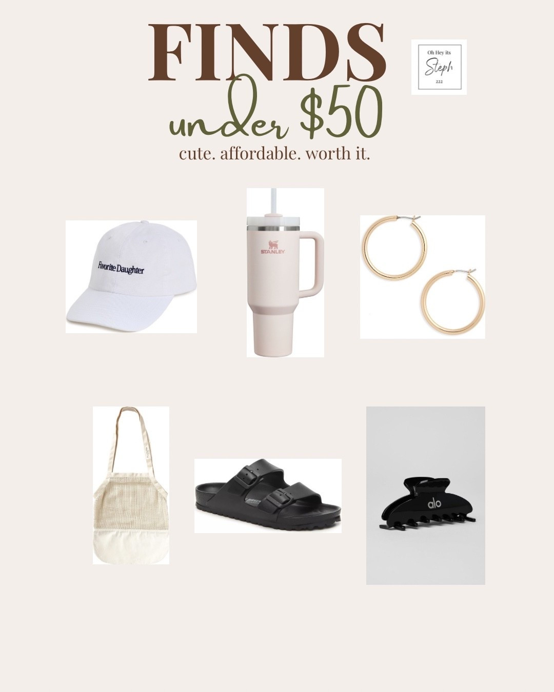 Under $50 and actually worth it 🤍

These are the everyday finds I keep reaching for, cute, affordable, and easy to style with everything in your closet. Perfect for upgrading your basics without overspending.

✨ neutral accessories that go with every outfit
✨ comfy + casual staples for daily wear
✨ elevated basics that look way more expensive

If you’re building a capsule wardrobe or just want easy, go-to pieces… this edit is it.

#LTKSaleAlert #LTKSeasonal #LTKootd