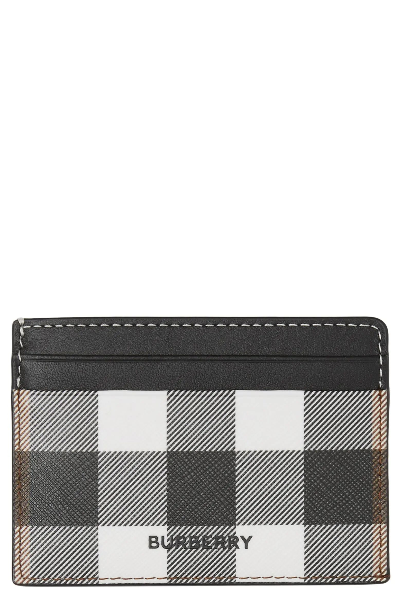 Burberry Kier Check E-Canvas & Leather Card Case | Nordstrom | Nordstrom