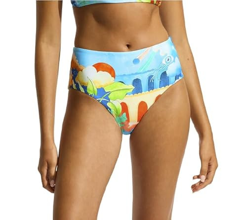 Seafolly Women's Standard High Waisted Full Coverage Low Legline Bikini Bottom, Aquarius Turquoise | Amazon (US)