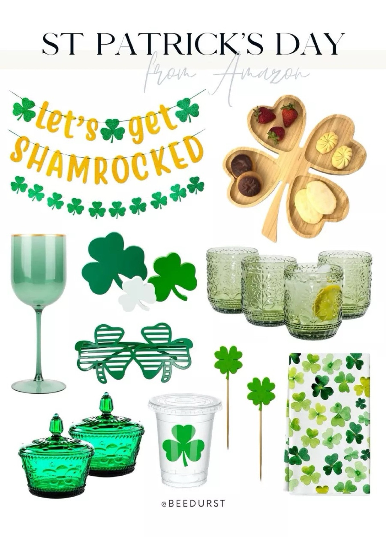 St Patrick’s Day party decor, St Patrick’s Day party essentials, St Patrick’s day banner, St Patrick’s day home decor, St Patrick’s day cups, St Patrick’s wine glasses, green wine glasses, St Paddy’s party decor

#LTKSeasonal #LTKhome #LTKparties
