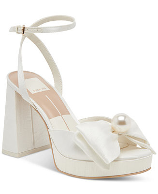Dolce Vita Women's Patton Two-Piece Pearl Bow Satin Heeled Dress Sandals - Macy's | Macy's