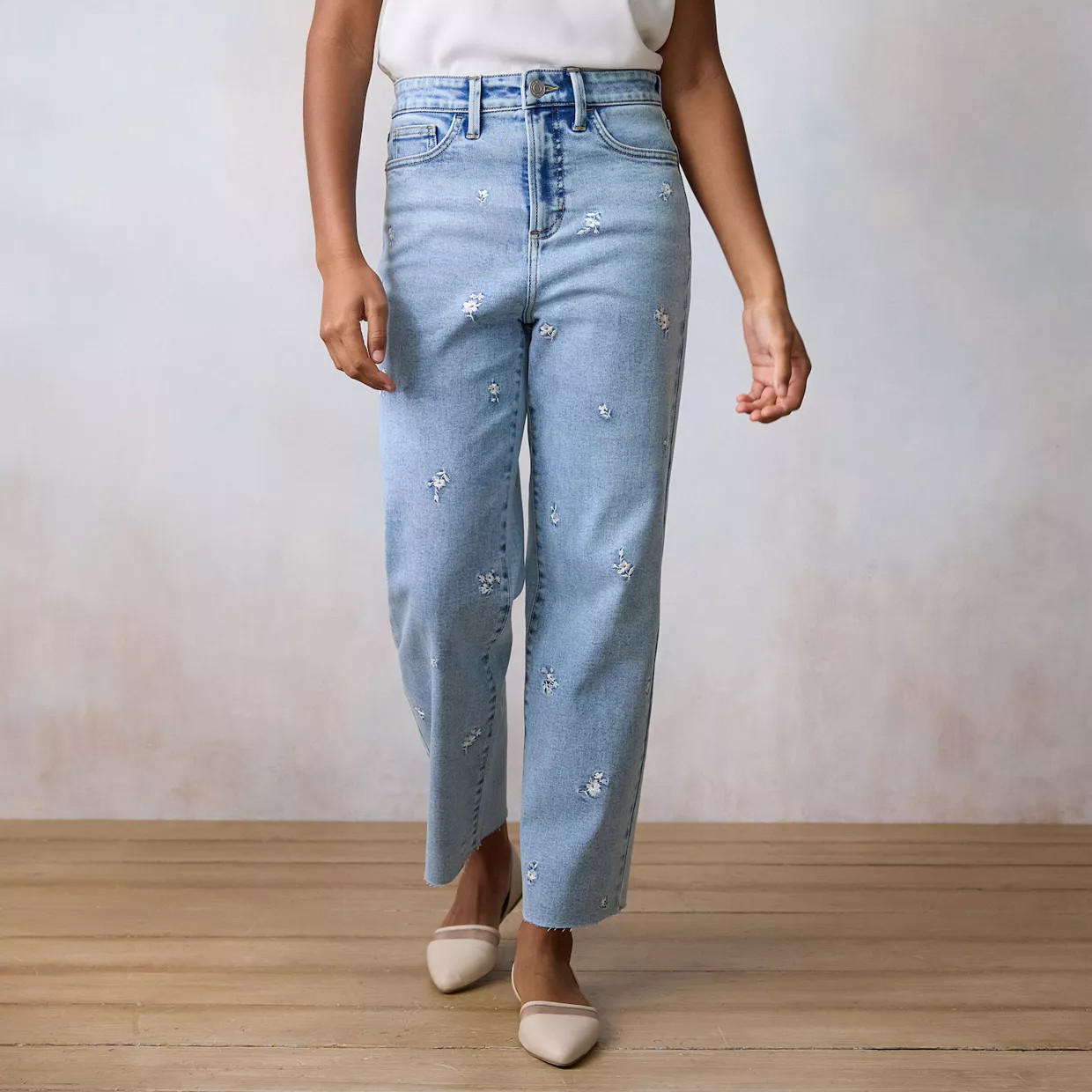 Women's LC Lauren Conrad Ultra High Rise Straight Ankle Jeans with Raw Hem | Kohl's