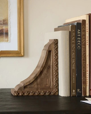 Warren Hand Carved Wood Bookends | Magnolia