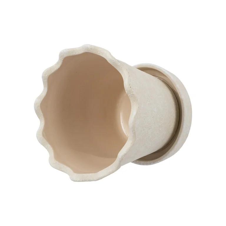My Texas House Wave Ceramic Planter Pot, Cream, 8 inch | Walmart (US)