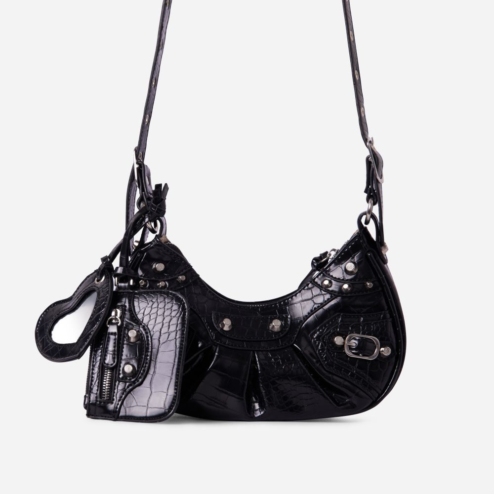 Texas Shoulder Bag In Black Faux Leather | Ego Shoes (UK)