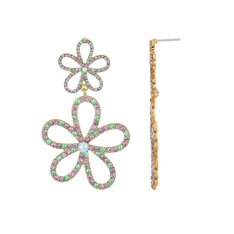 Packed Party Crystal Flower Dangle Earrings, 1 Pair | Walmart (US)