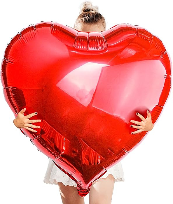 [4 Pcs] 32" Big Red Heart Foil Balloons, Big Giant Jumbo Heart Shaped Mylar Aluminium Decoration ... | Amazon (US)