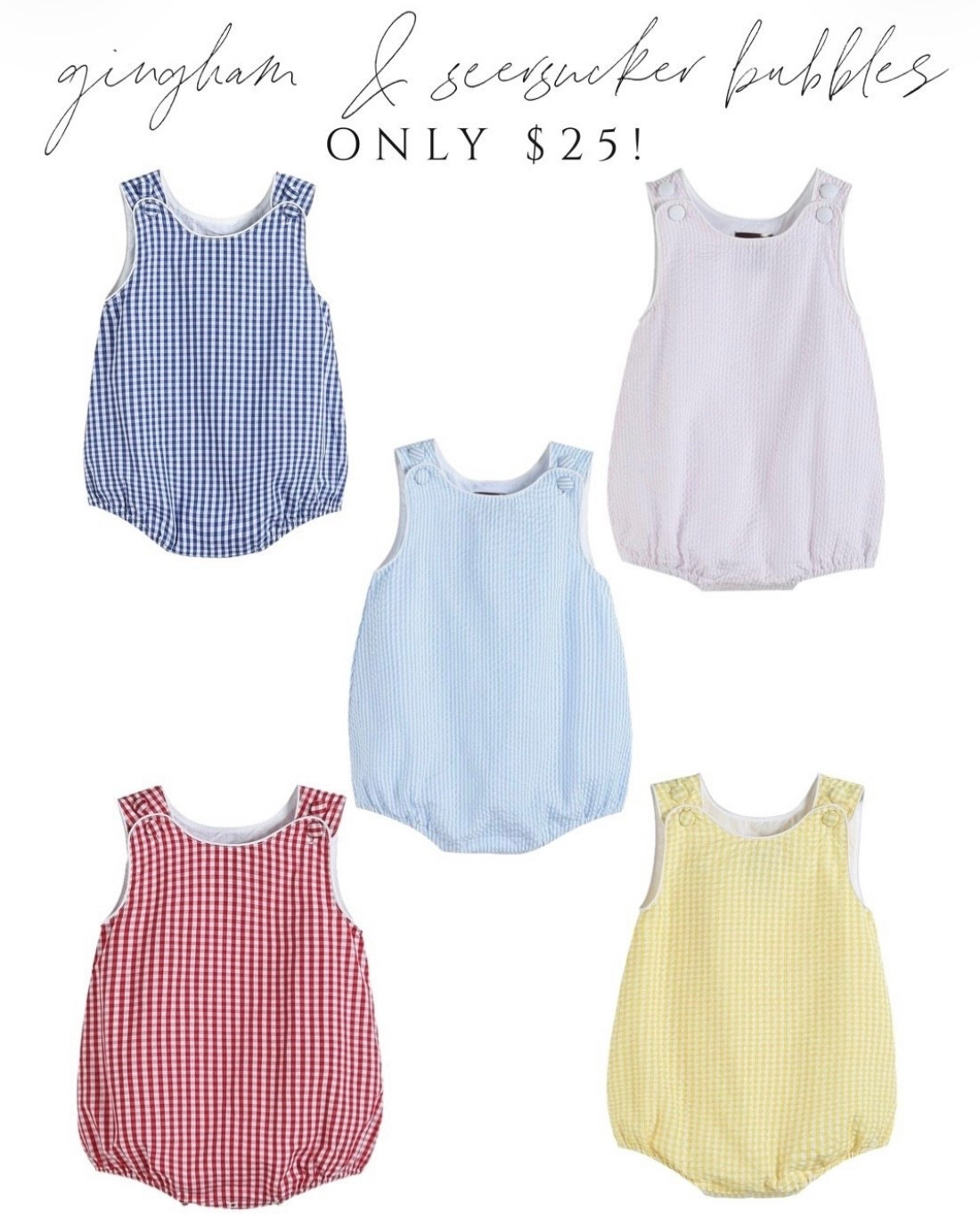 Gingham and seersucker baby bubbles on sale! Perfect for springtime! 

#LTKBaby #LTKSaleAlert #LTKKids