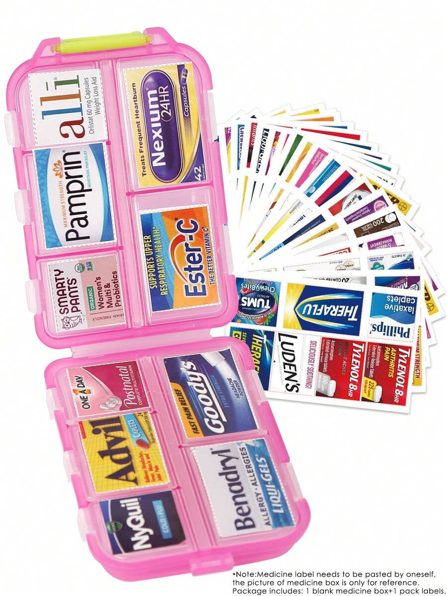 1 Pack 3.9x2.5 Inch DIY Pill Organizer With 175 Pack Medicine Labels, Foldable Pocket Pharmacy Wi... | SHEIN