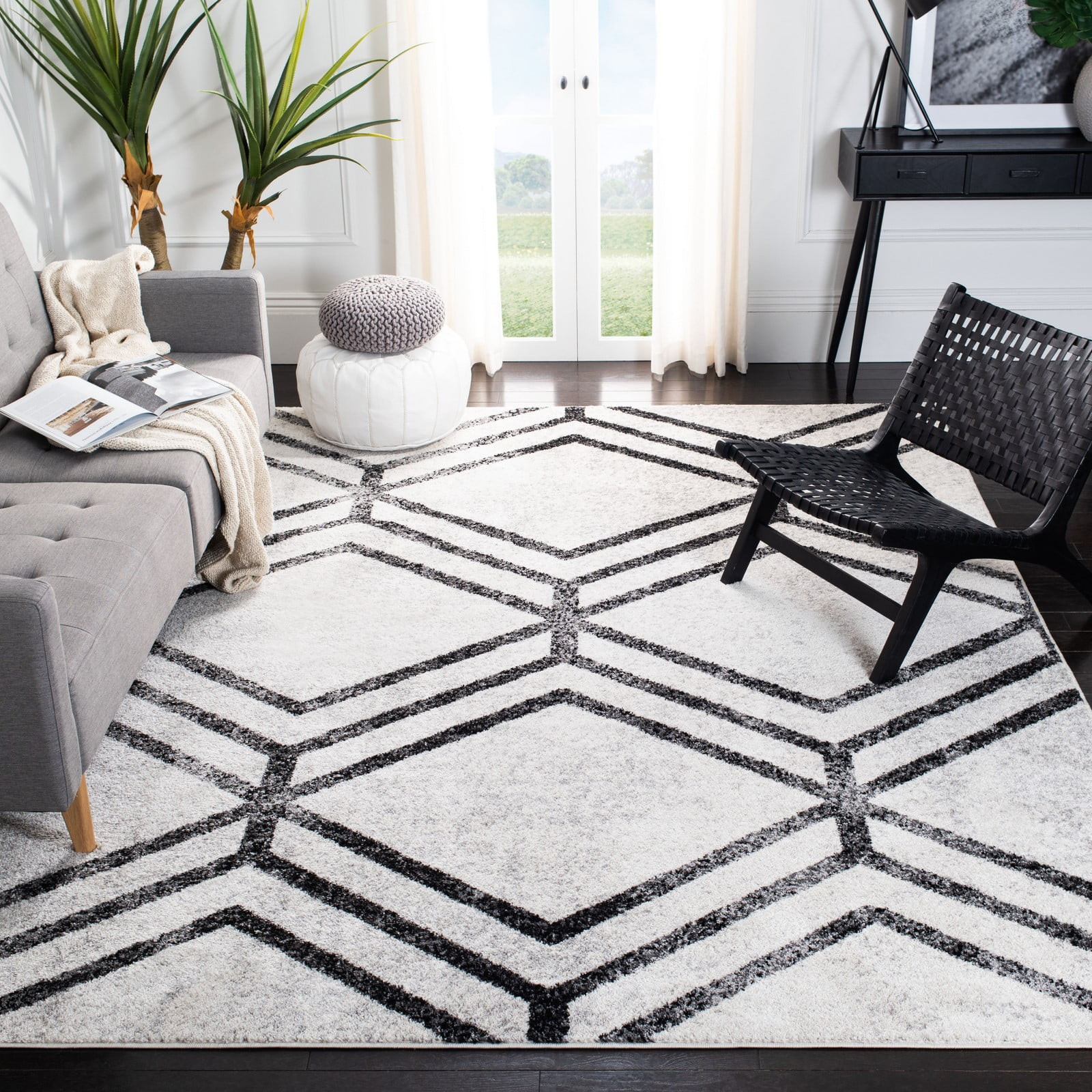 SAFAVIEH Adirondack Bailey Geometric Area Rug, Ivory/Charcoal, 8' x 10' | Walmart (US)