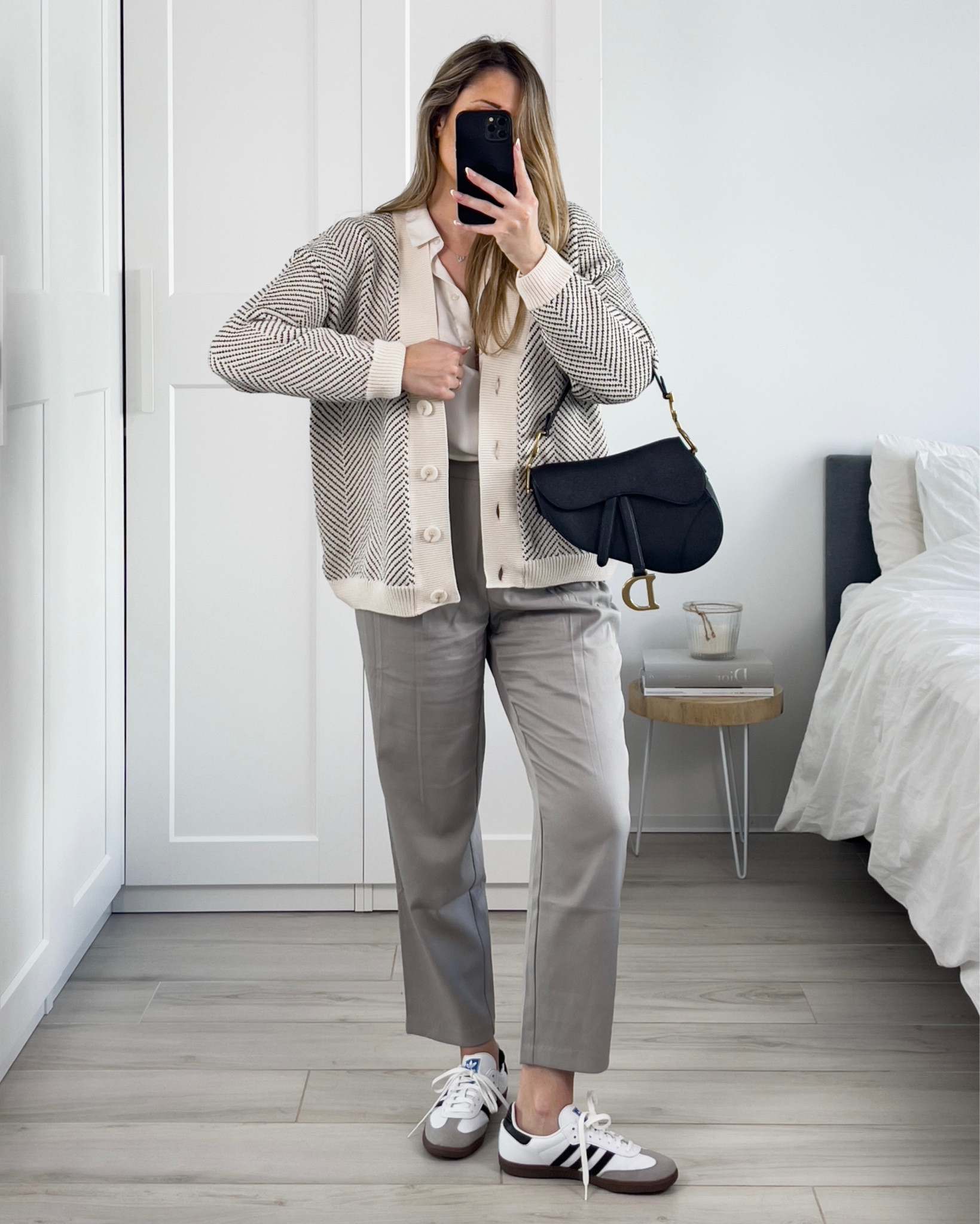 Office Outfit with a Smart Casual vibe!

@nakd grey tapered trousers
@milavert cardigan 
@adidas sambas sneakers 👟 

shopping tip: buy these sneakers on MyTheresa, Farfetch or Net-a-Porter to get 10% off on your first order 🫶🏼

#LTKshoecrush #LTKSeasonal #LTKstyletip