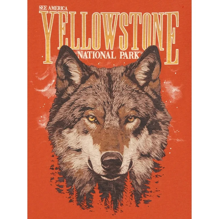 Yellowstone Park Wolf Boys Graphic T-Shirt with Short Sleeves, Sizes 4-18 | Walmart (US)