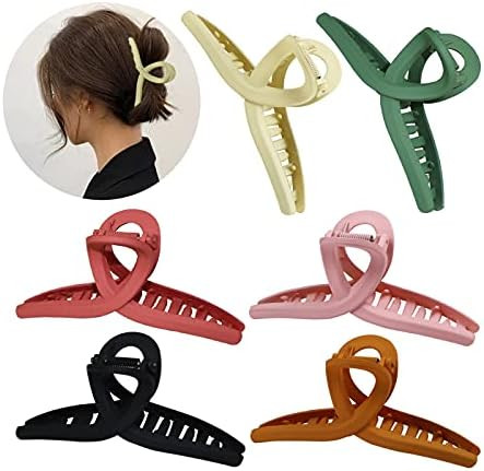 Large Hair Claw Clip 6 Color Hair Jaw Clamp Clips 4.3 Inch Nonslip Hair Claw Strong Hold Matte Butte | Amazon (US)