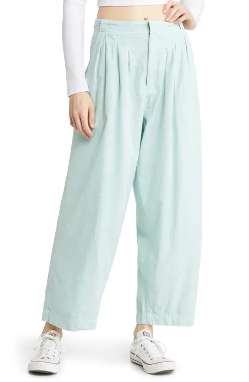 Free People Lotta Love Pleated Wide Leg Cotton Pants in Skies at Nordstrom, Size 12 | Nordstrom
