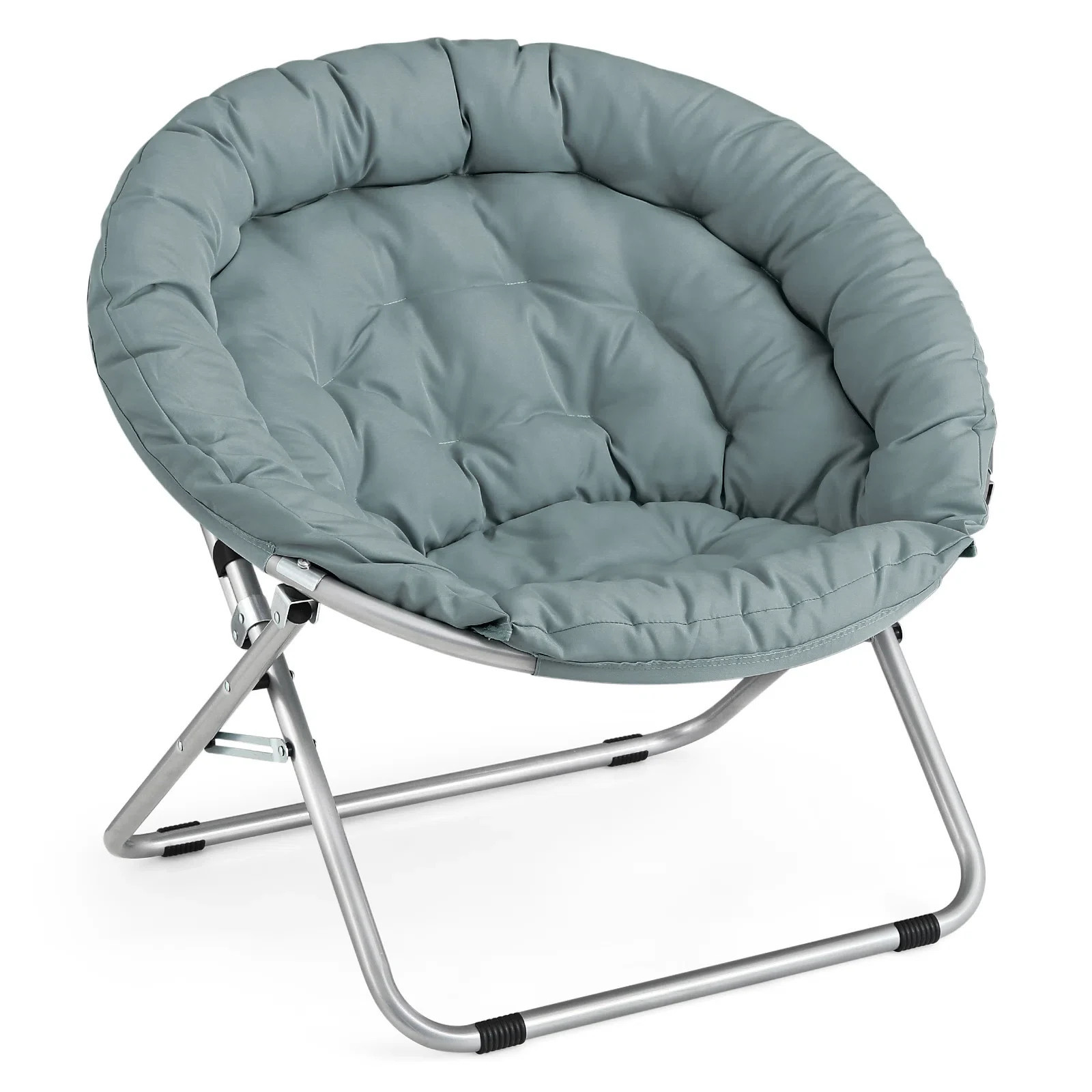 Ebern Designs Round Folding Saucer Chair, Upholstered Accent Chair Lounge Moon Chair For Dorm Liv... | Wayfair North America