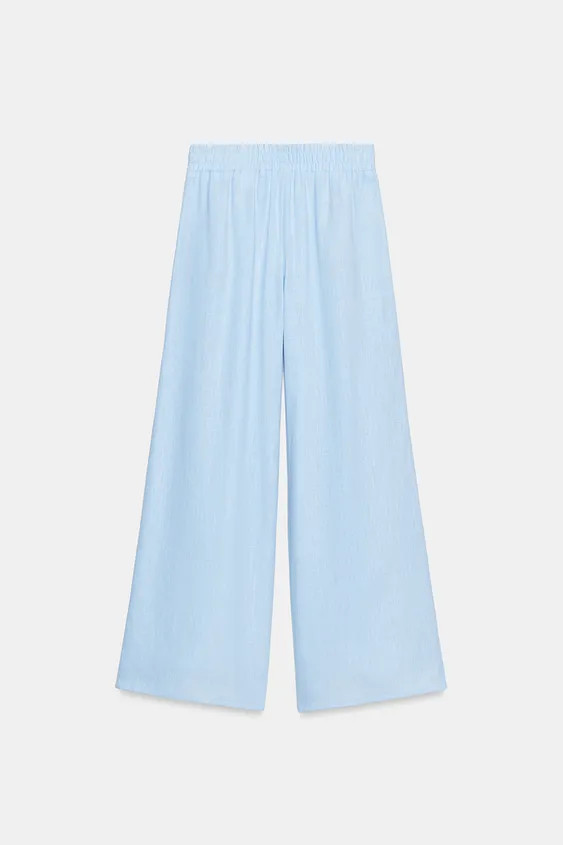 LINEN BLEND WIDE-LEG TROUSERS | Zara US