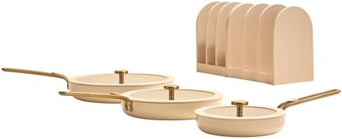 Our Place 8-Piece Essentials Complete Cookware Set - Ceramic Fry Pan Trio & Modular Rack Storage ... | Amazon (US)